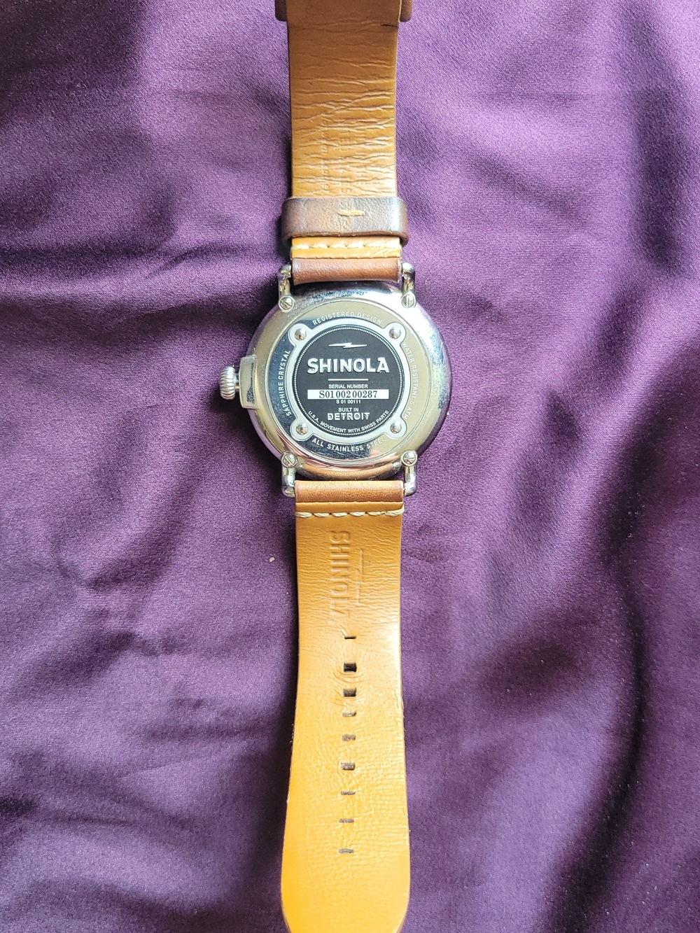 Shinola Brown Leather Strap Watch with White Dial - Picture 2 of 2